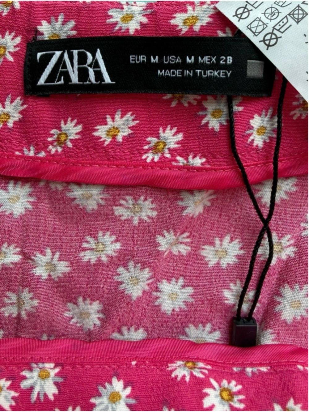 Zara Hot Pink Daisy Print Skort Size M Festival Cottagecore Coquette Feminine - Picture 4 of 13